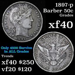 1897-p Barber Half Dollars 50c Grades xf (fc)