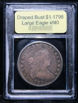 ***Auction Highlight*** 1798 Large Eagle Draped Bust Dollar $1 Graded xf By USCG (fc)