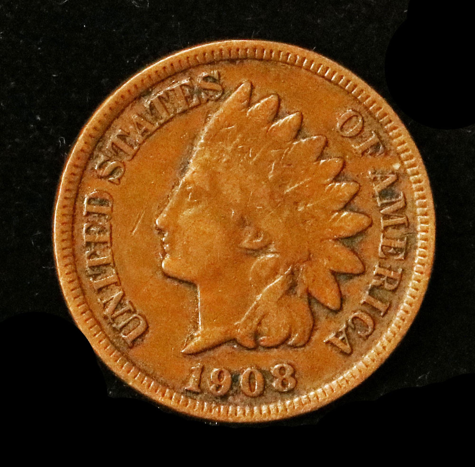 1908-s Indian Cent 1c Grades xf+