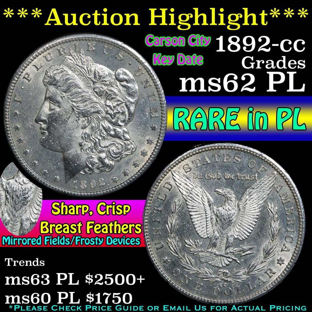 ***Auction Highlight*** 1892-cc Morgan Dollar $1 Grades Select Unc PL (fc)