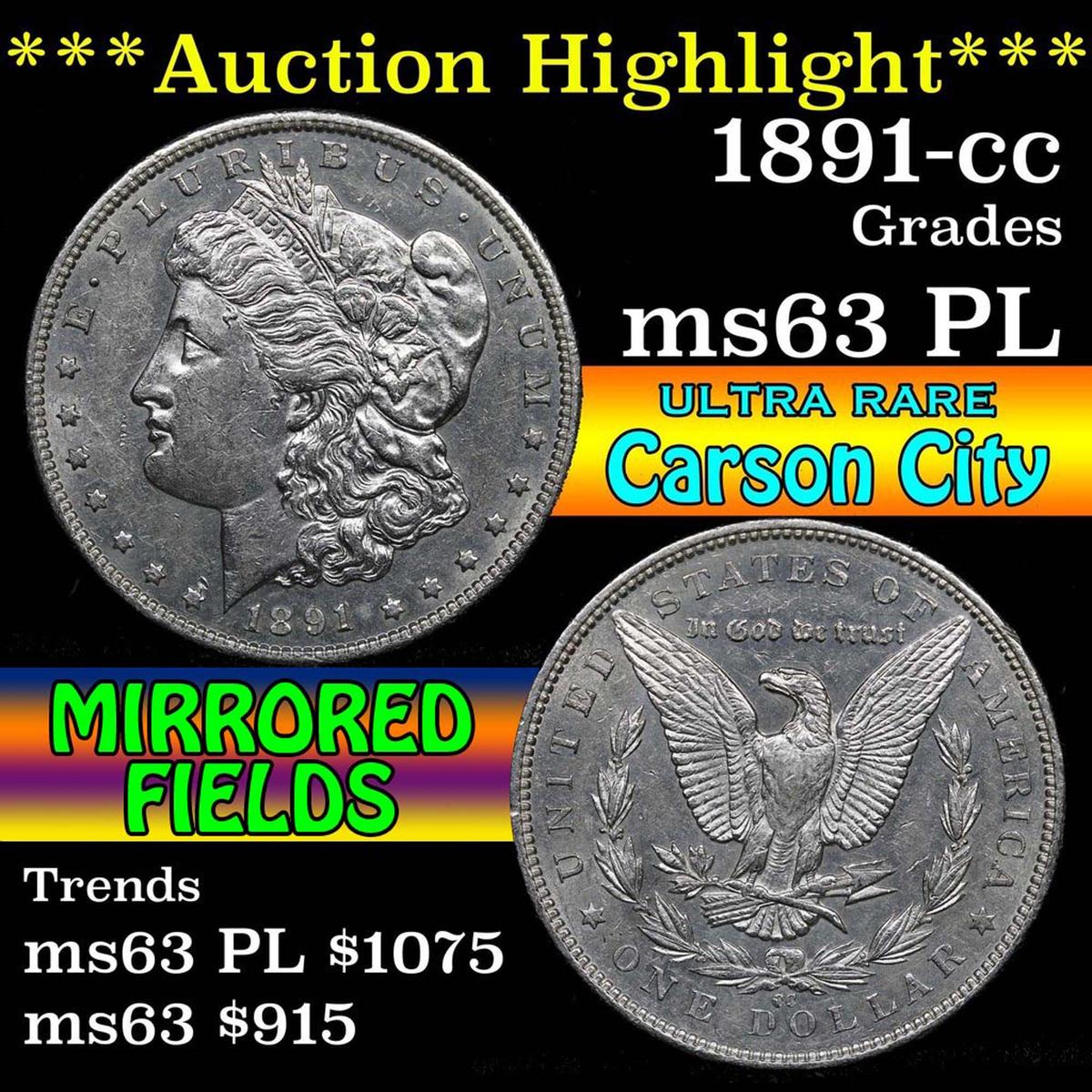 ***Auction Highlight*** 1891-cc Morgan Dollar $1 Grades Select Unc PL (fc)