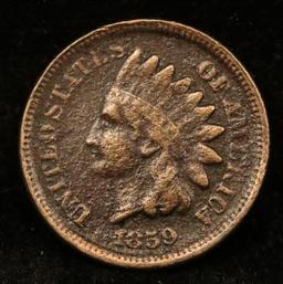 1859 Indian Cent 1c Grades vf details