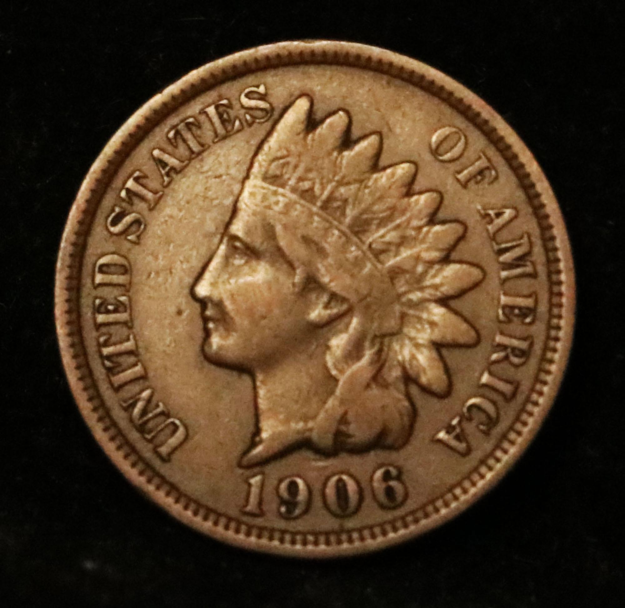 1906 Indian Cent 1c Grades vf++