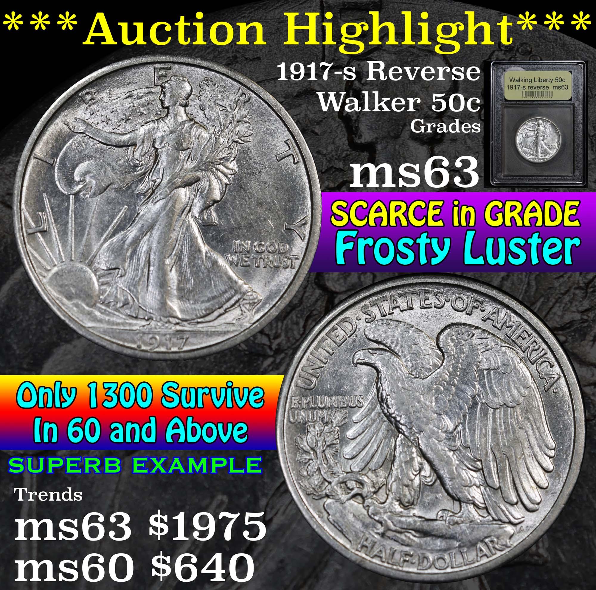 **Auction Highlight** 1917-s reverse Walking Liberty Half Dollar 50c Graded Select Unc by USCG (fc)