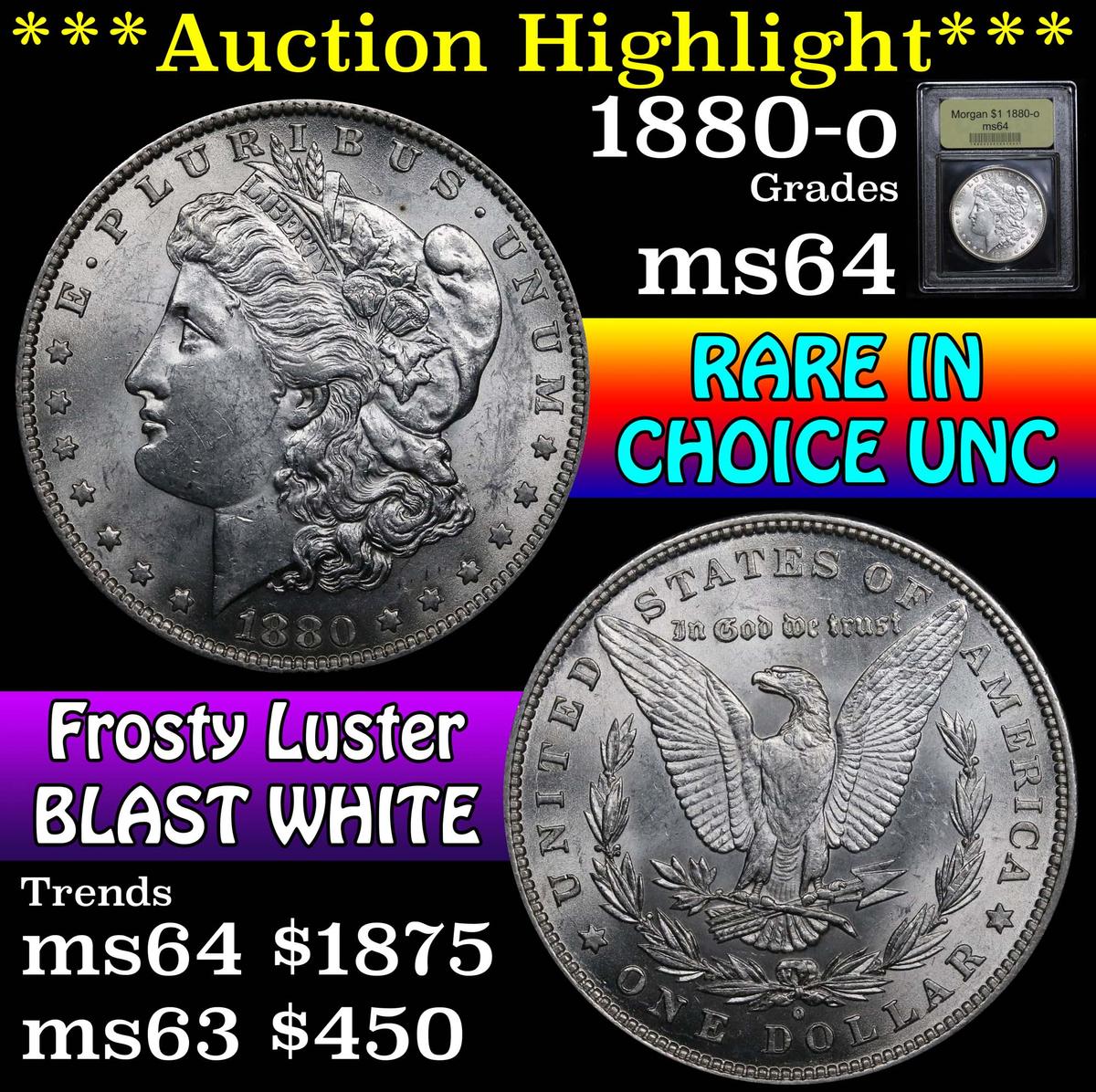 **Auction Highlight** 1880-o Morgan Dollar $1 Graded Choice Unc by USCG (fc)