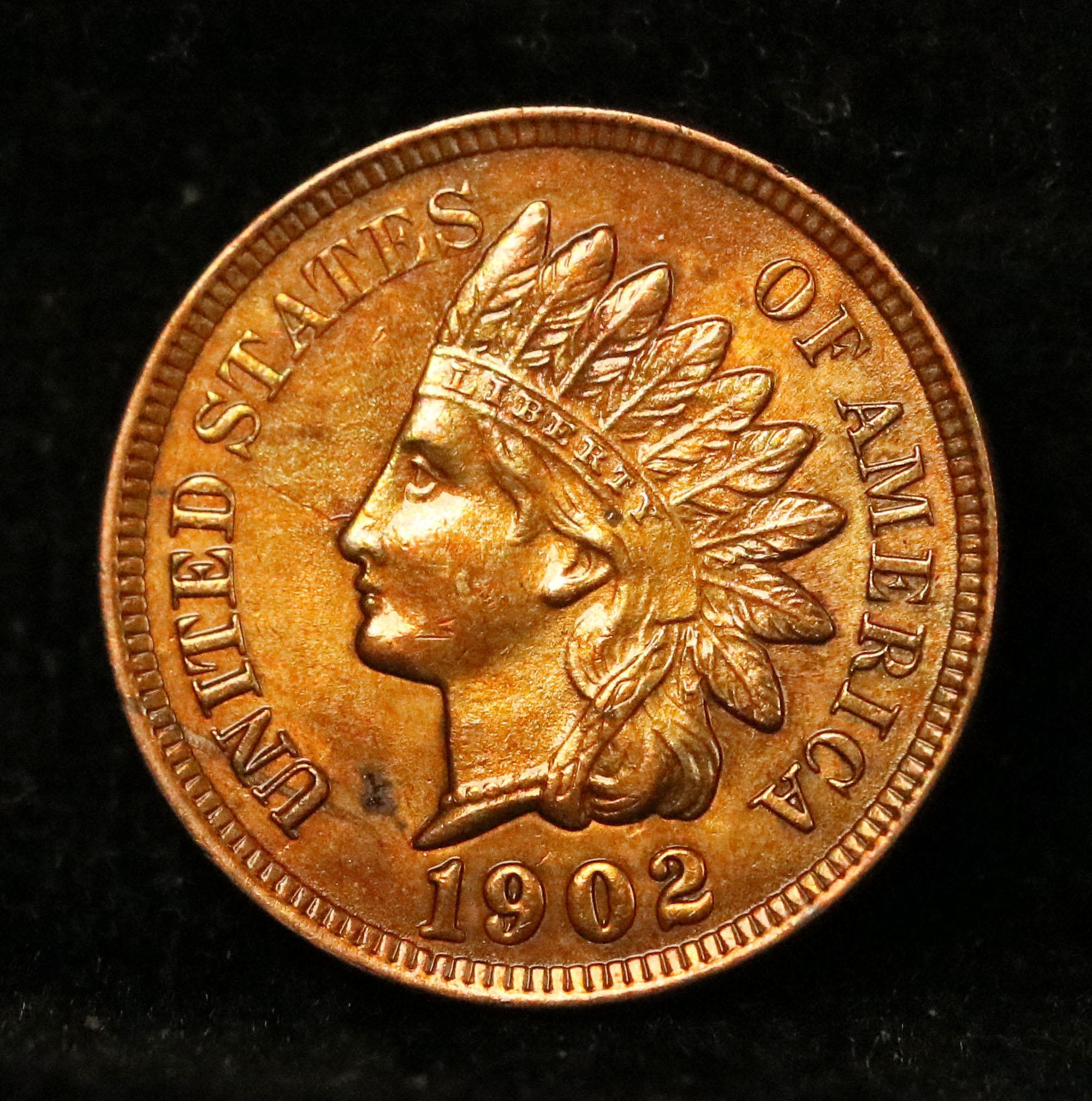 ***Auction Highlight*** 1902 Indian Cent 1c Grades GEM Unc RD (fc)