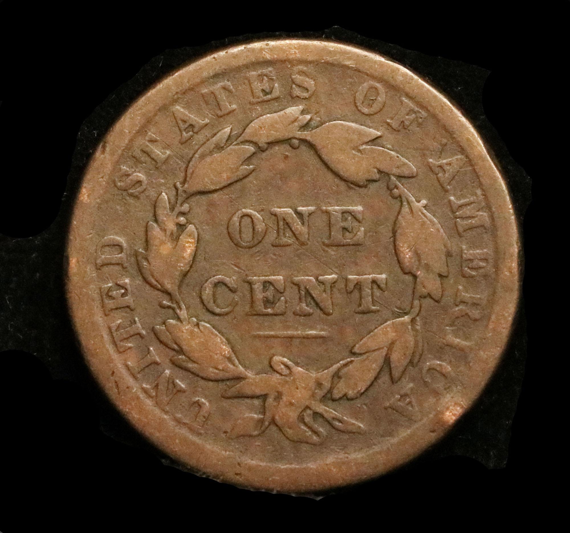 1839 'Silly Head' variety Coronet Head Large Cent 1c Grades vf++
