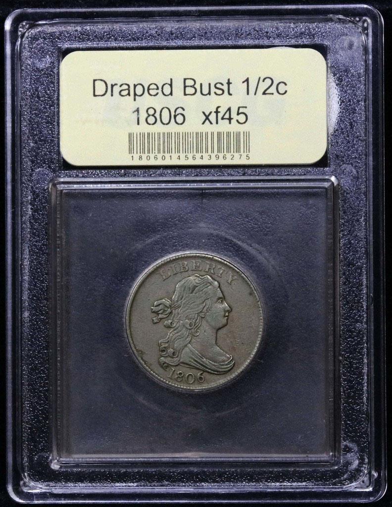 ***Auction Highlight*** 1806 Draped Bust Half Cent 1/2c Graded xf+ by USCG (fc)