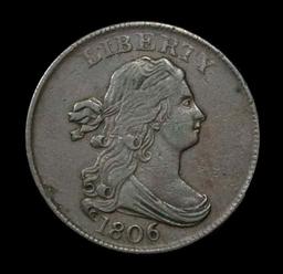 ***Auction Highlight*** 1806 Draped Bust Half Cent 1/2c Graded xf+ by USCG (fc)