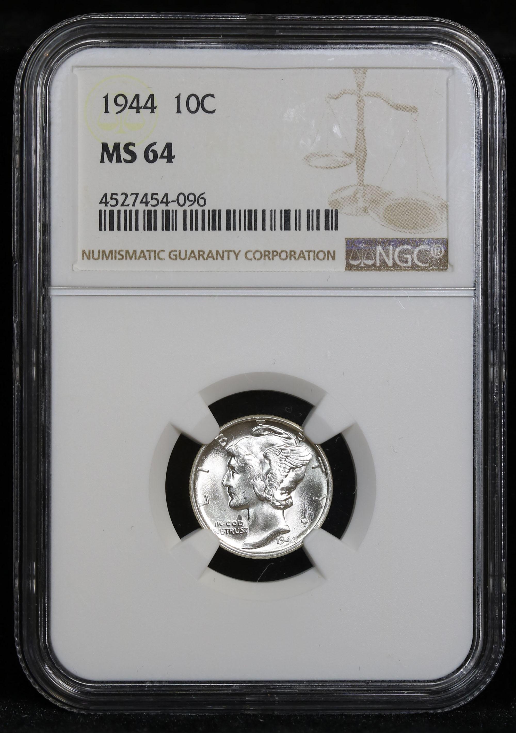 NGC 1944-p Mercury Dime 10c Graded ms64 by NGC