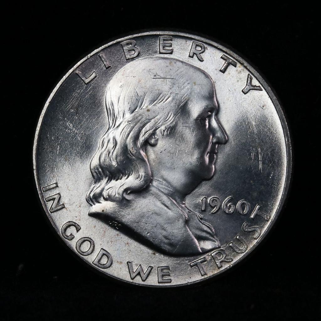 1960-p Franklin Half Dollar 50c Grades Choice Unc