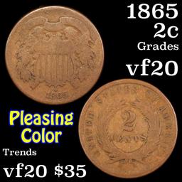 1865 Two Cent Piece 2c Grades vf, very fine