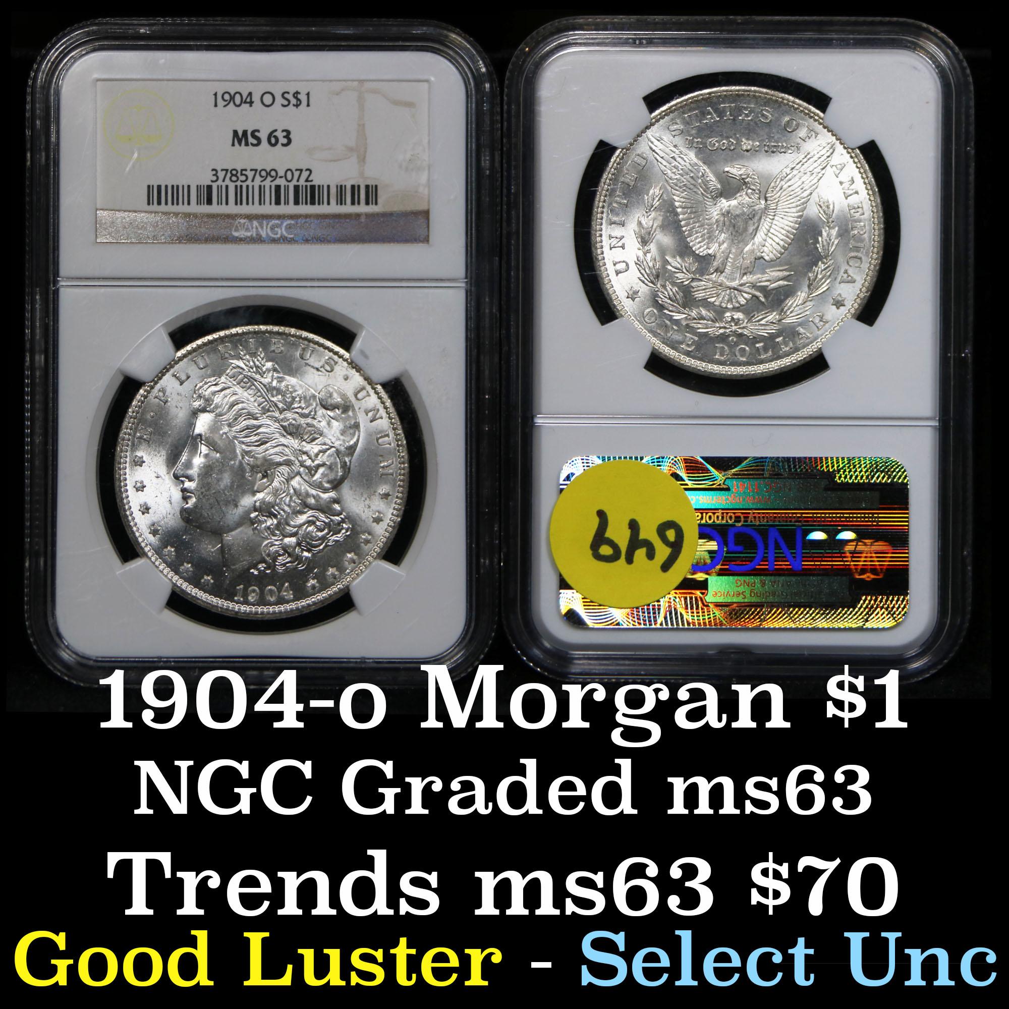 NGC 1904-o Morgan Dollar $1 Graded ms63 by NGC