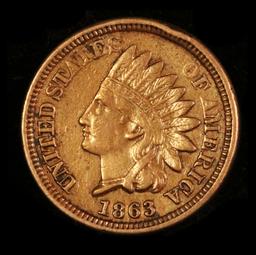 1863 Indian Cent 1c Grades xf+