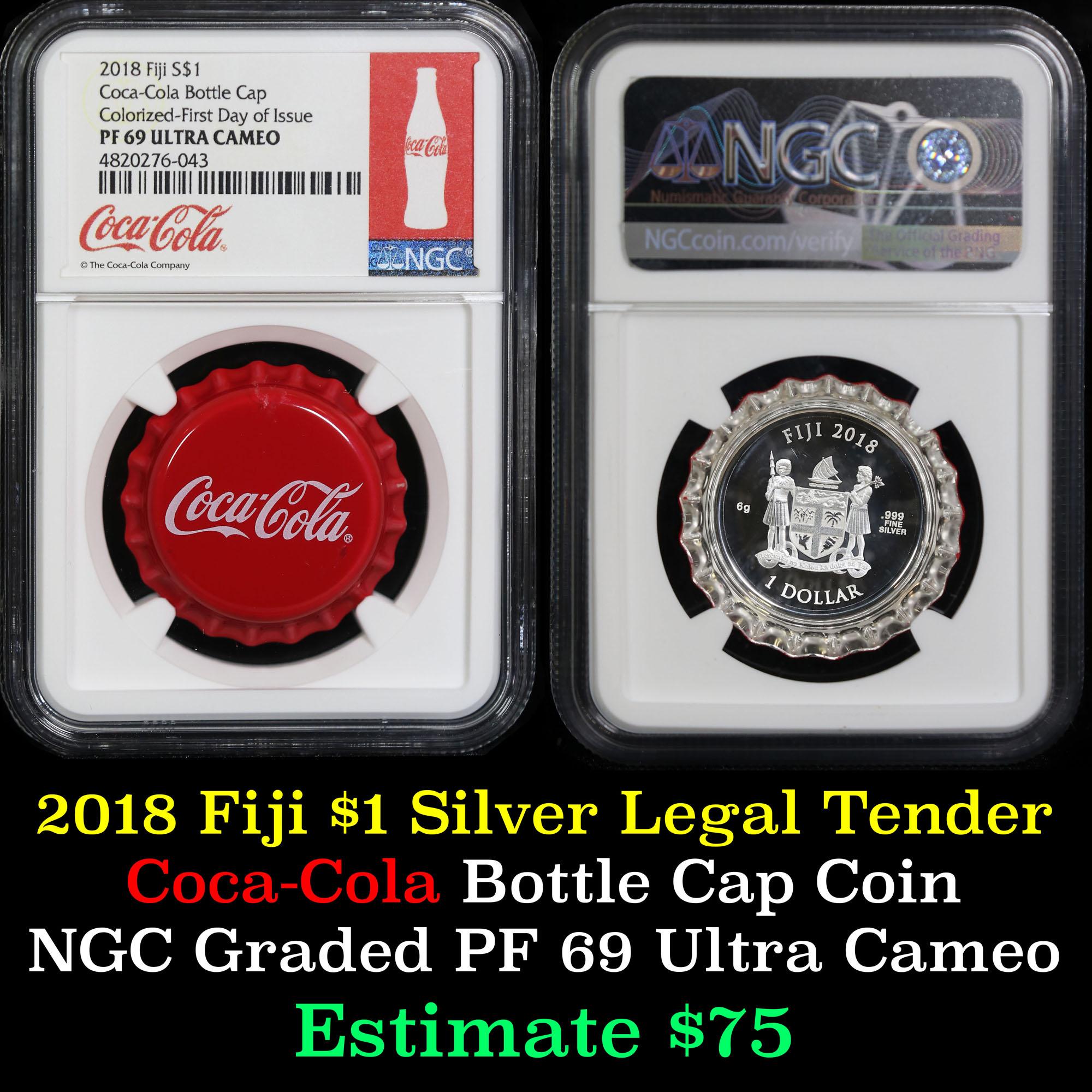 NGC 2018 Fiji S Coca Cola Bottle Cap Graded pf69 by NGC