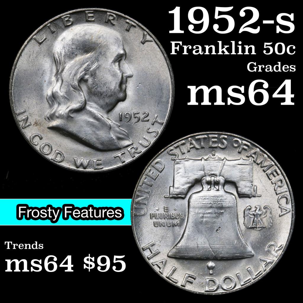 1952-s Franklin Half Dollar 50c Grades Choice Unc