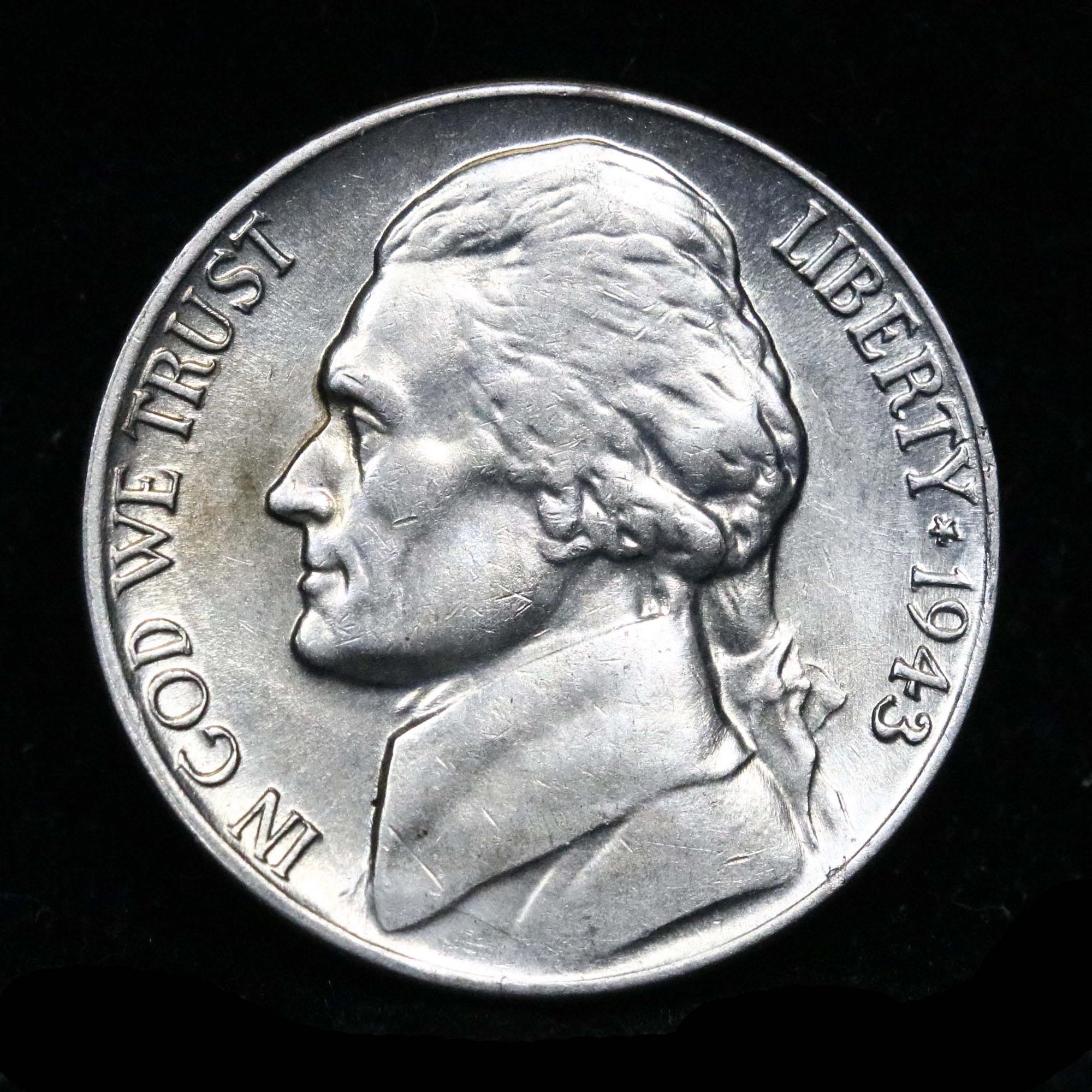 1943-d Silver War Nickel Jefferson Nickel 5c Grades Choice Unc 5fs