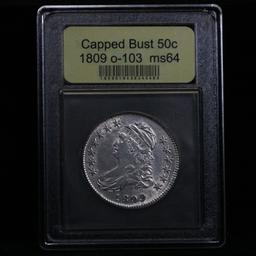 ***Auction Highlight*** 1809 o-103 Capped Bust Half Dollar 50c Graded Choice Unc by USCG (fc)