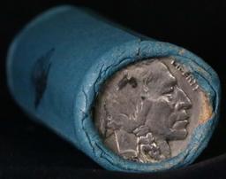 Full roll of Buffalo Nickels, 1935 on one end & a 'd' Mint reverse on other end (fc)