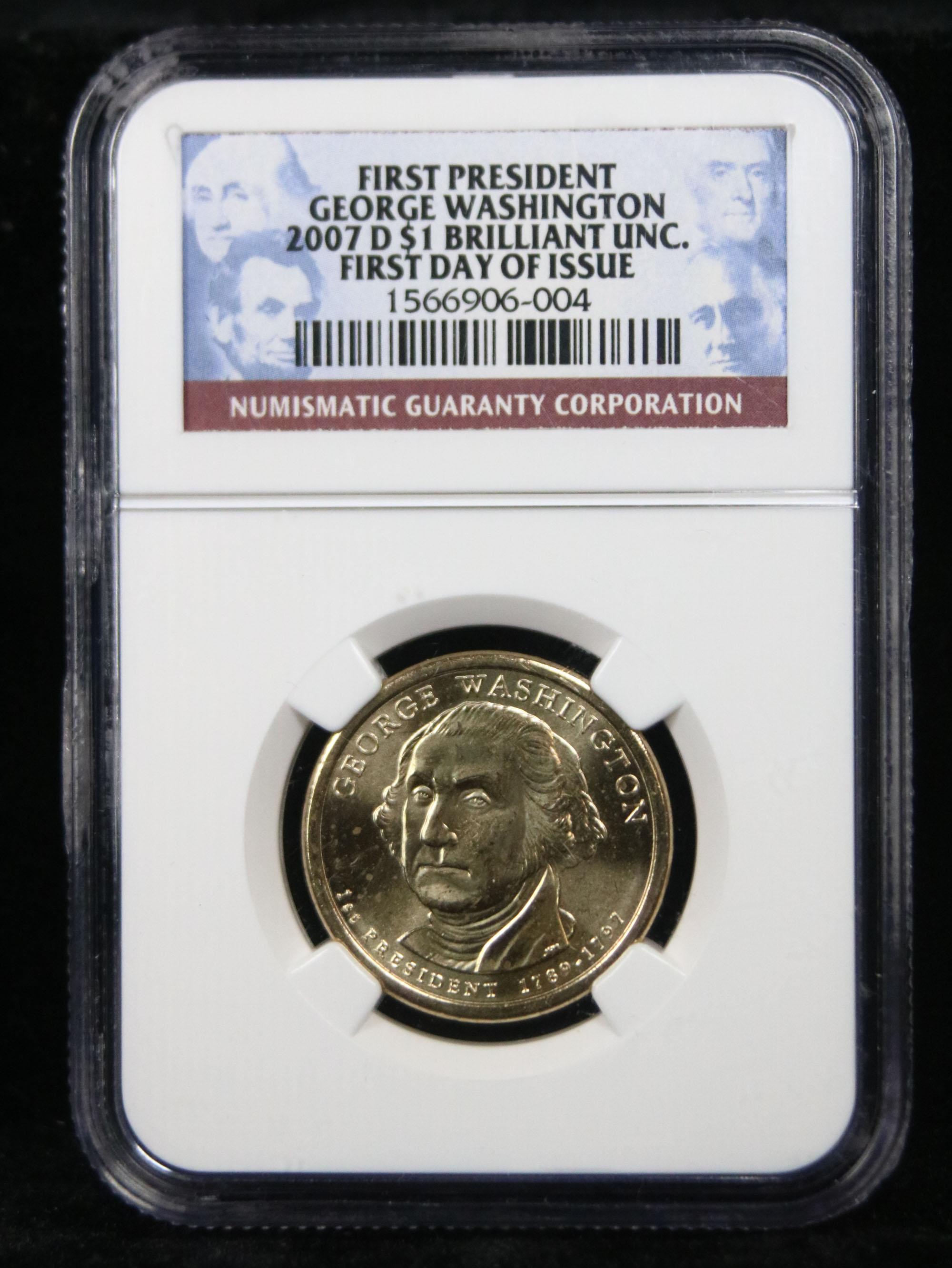 NGC 2007-d Washington Presidential Dollar $1 Graded Brilliant Unc (BU) by NGC