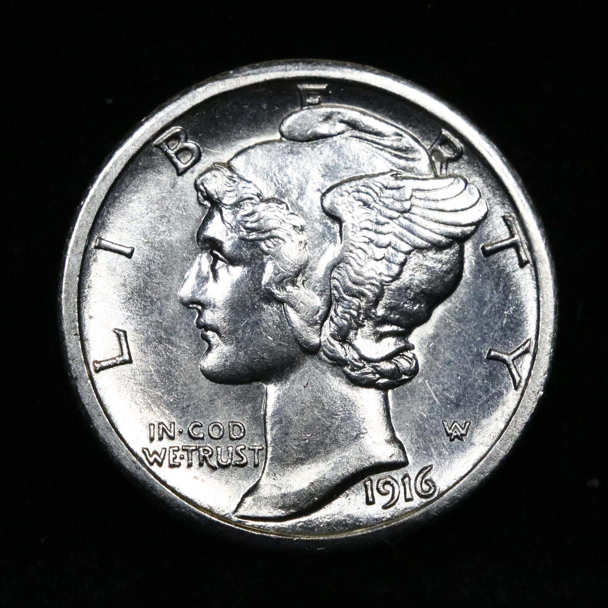 1916-s Mercury Dime 10c Grades GEM Unc