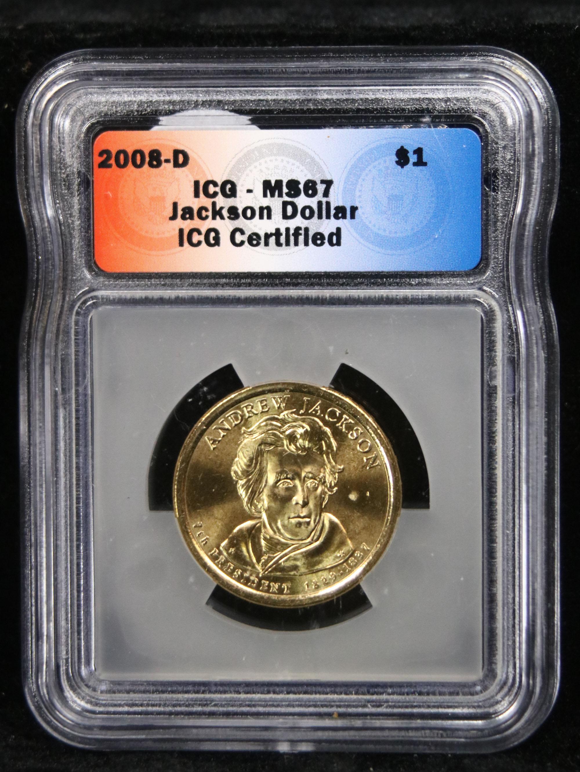 2008-d Jackson Presidential Dollar $1 Graded ms67 by ICG