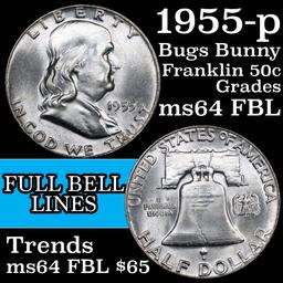 1955-p Bugs Bunny Franklin Half Dollar 50c Grades Choice Unc FBL