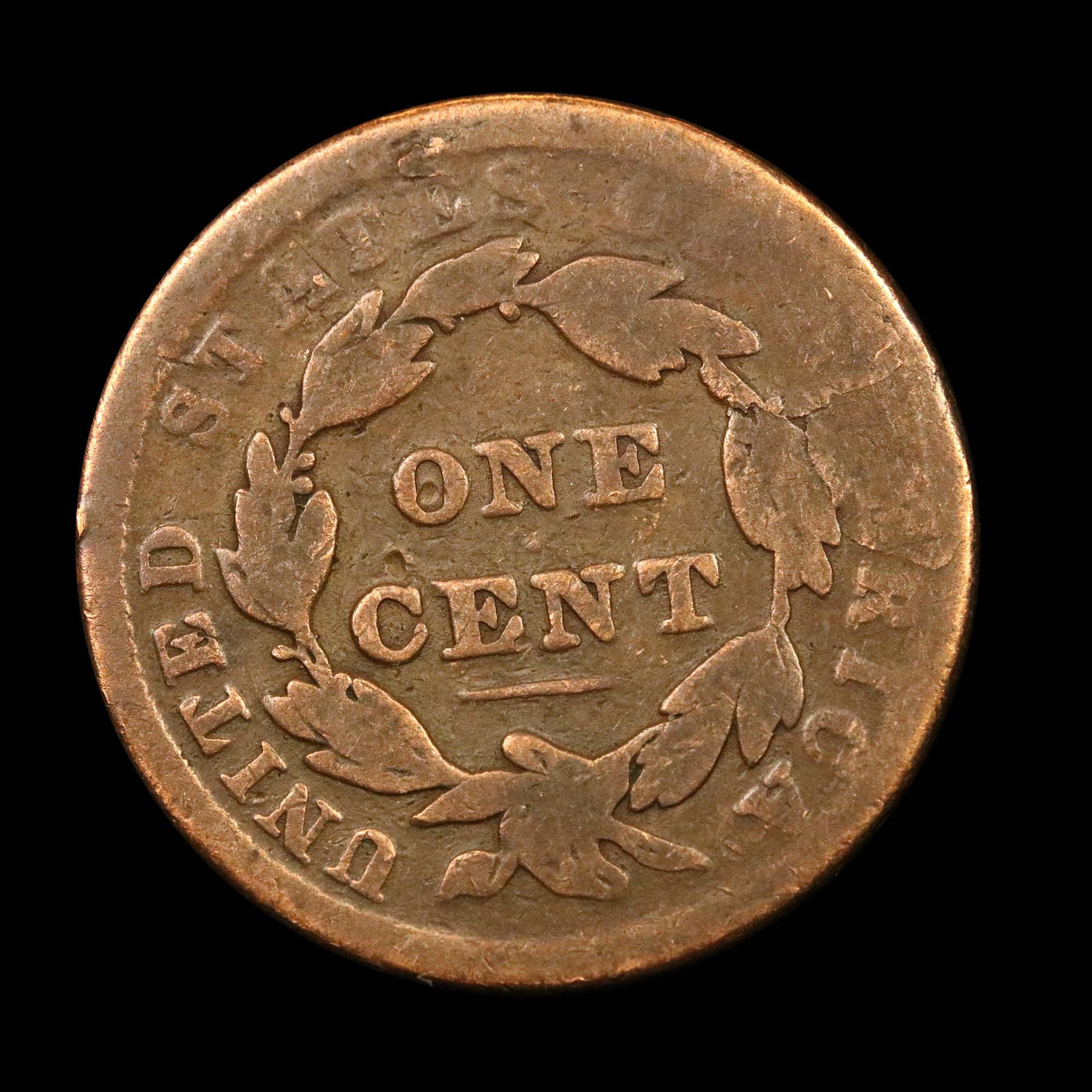 1838 Coronet Head Large Cent 1c Grades f, fine