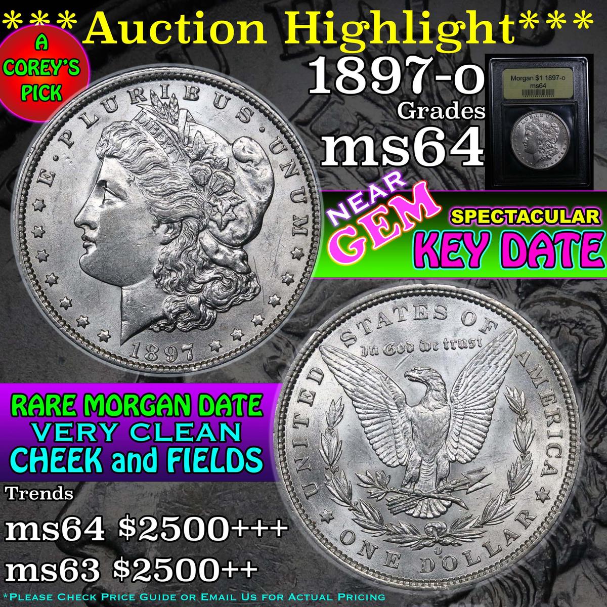 ***Auction Highlight*** 1897-o Morgan Dollar $1 Graded Choice Unc by USCG (fc)