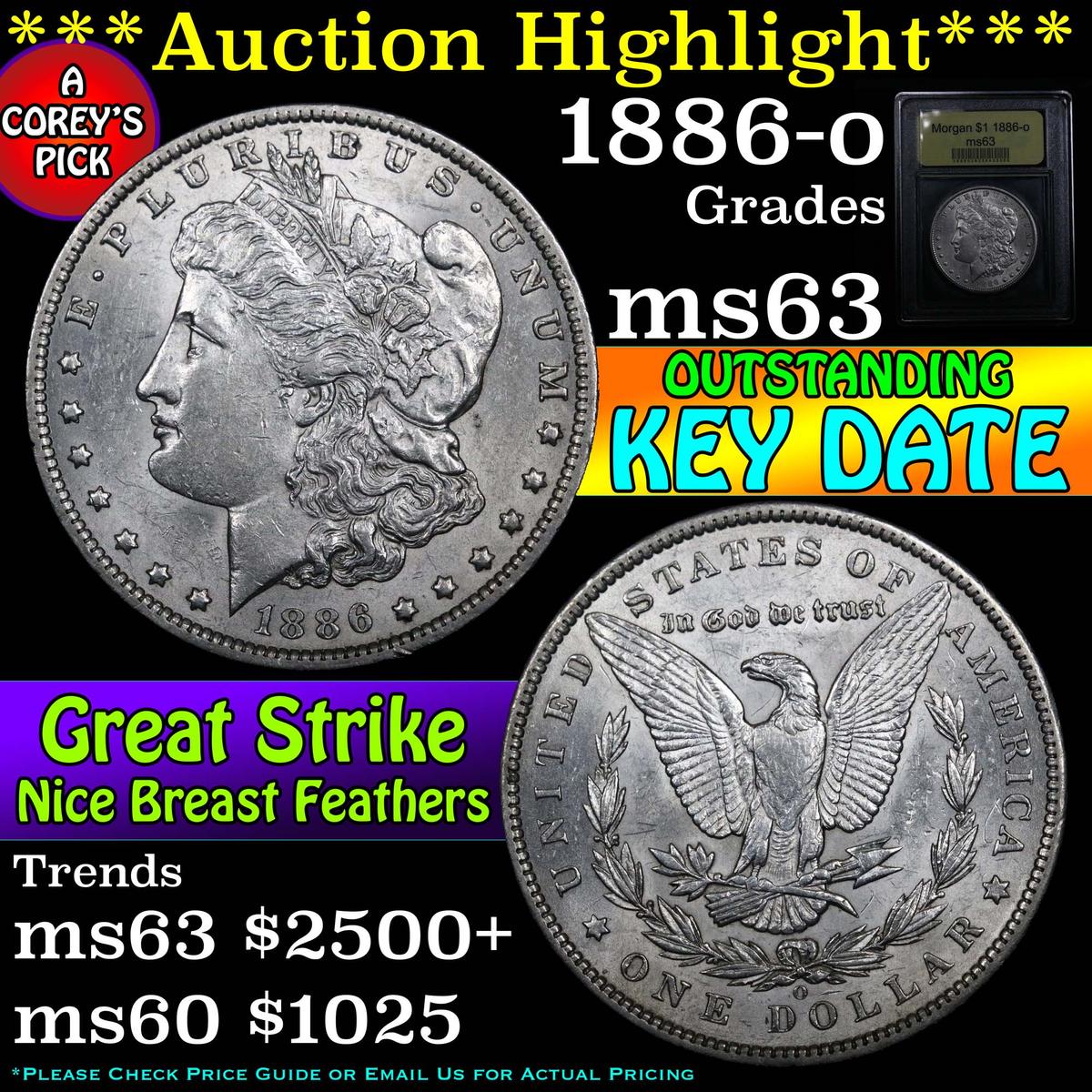 ***Auction Highlight*** 1886-o Morgan Dollar $1 Graded Select Unc By USCG (fc)