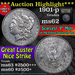 ***Auction Highlight*** 1901-p Morgan Dollar $1 Graded Select Unc by USCG (fc)