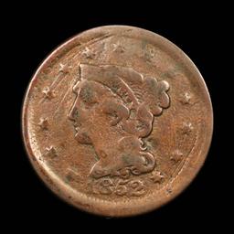 1852 Braided Hair Large Cent 1c Grades vf, very fine