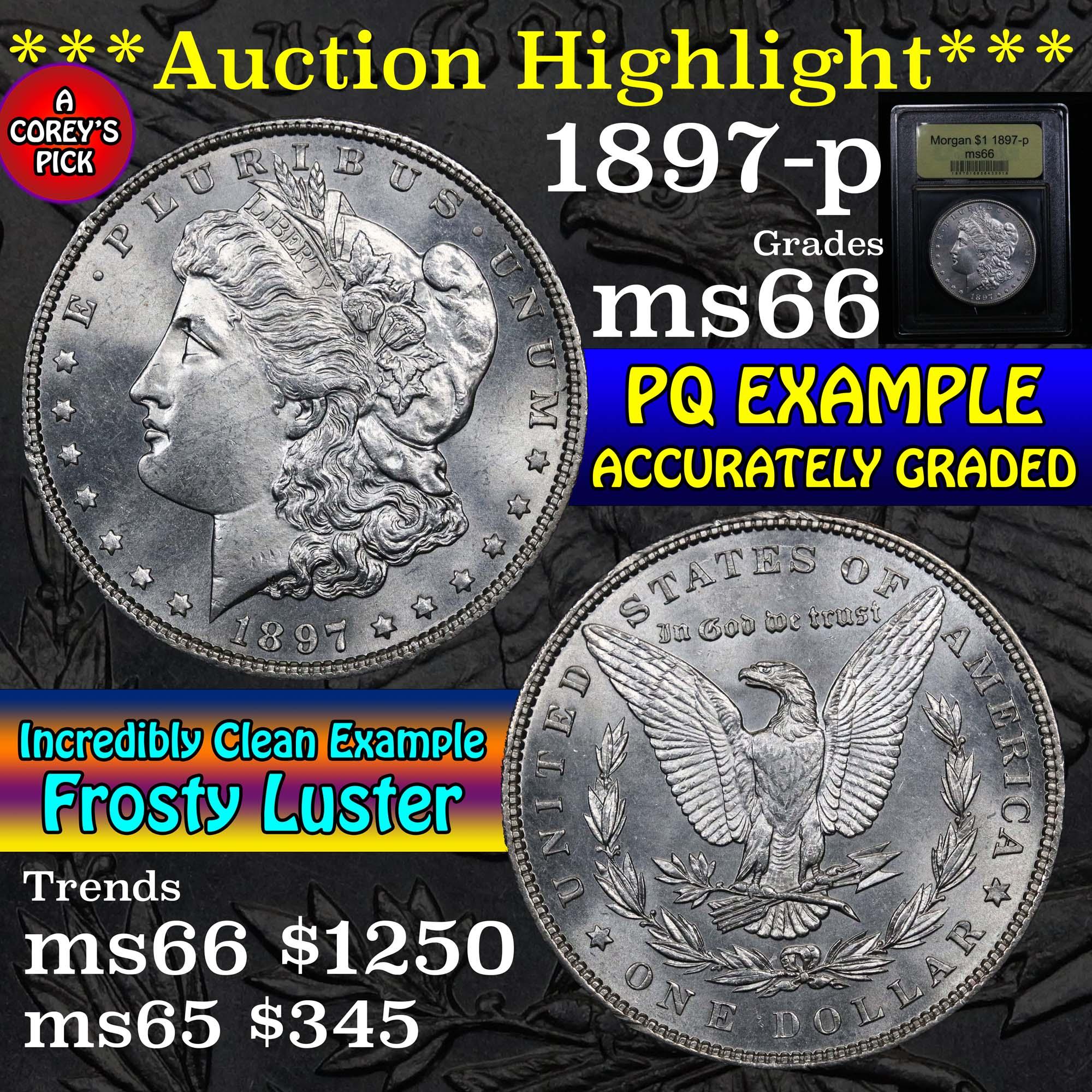 ***Auction Highlight*** 1897-p Morgan Dollar $1 Graded GEM+ Unc by USCG (fc)