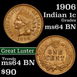 1906 Indian Cent 1c Grades Choice Unc BN