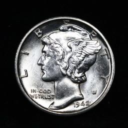 1942-d Mercury Dime 10c Grades GEM+ FSB