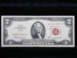 1963 $2 Red seal United States note Grades xf+