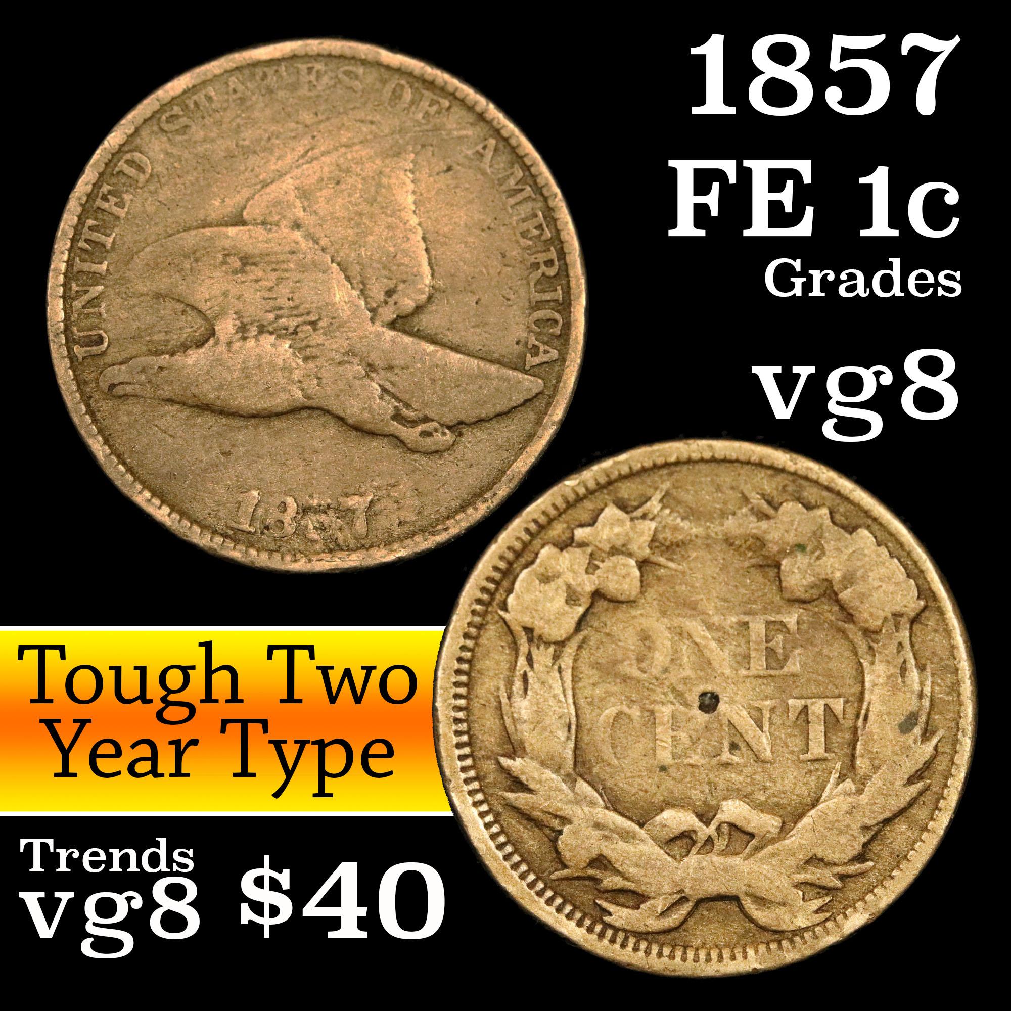 1857 Flying Eagle Cent 1c Grades vg, very good