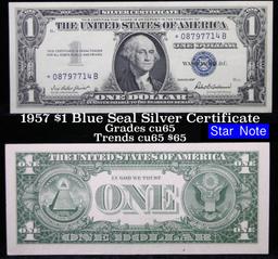 ** STAR NOTE 1957 $1 Blue Seal Silver Certificate Grades Gem CU