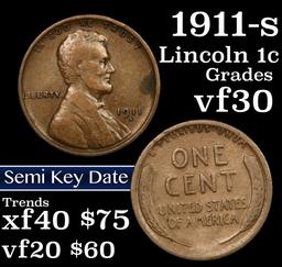 1911-s Lincoln Cent 1c Grades vf++