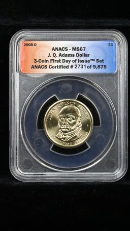 2008-d JOHN QUINCY ADAMS Presidential Dollar $1 Graded ms67 by ANACS