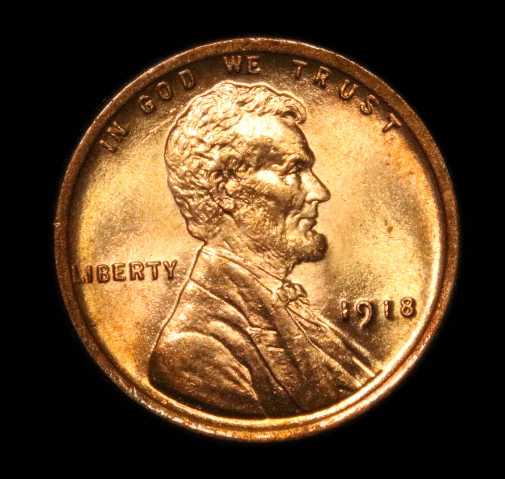 ***Auction Highlight*** 1918-p Lincoln Cent 1c Graded GEM++ RD by USCG (fc)