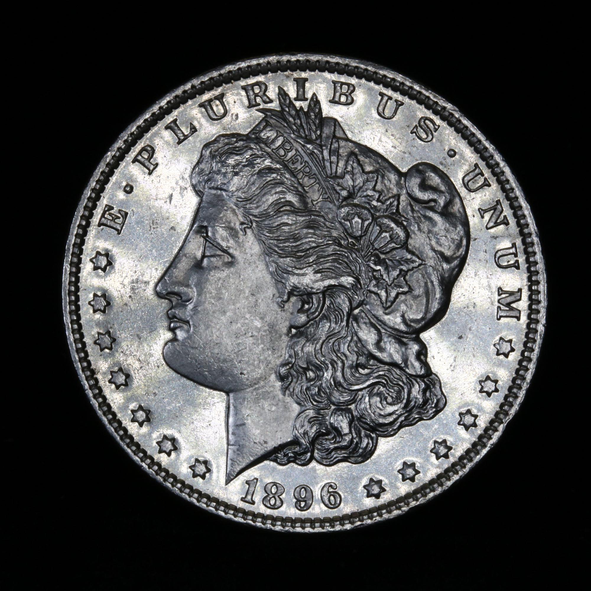 ***Auction Highlight*** 1896-p Morgan Dollar $1 Graded GEM+ DMPL by USCG (fc)