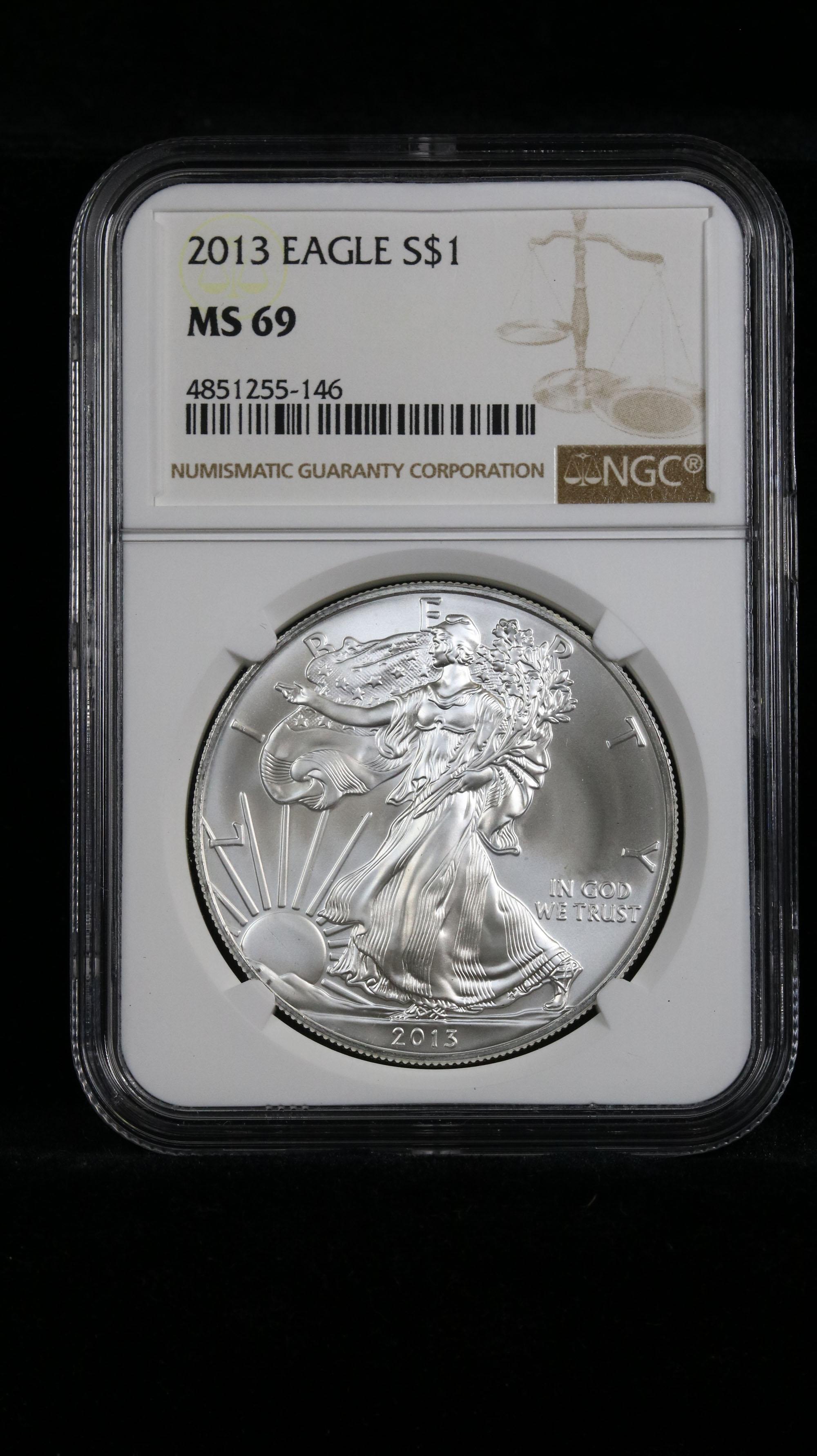 2013 Silver Eagle Dollar $1 Graded ms69 by NGC