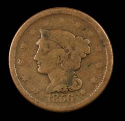 1856 Braided Hair Large Cent 1c Grades vf+