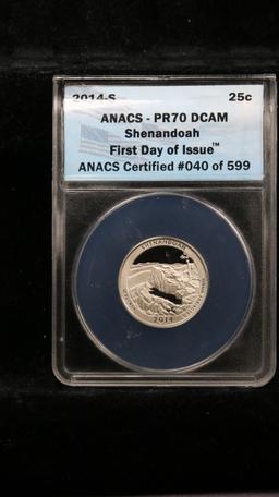 2014-s Shenadoah Proof America the Beautiful Quarter 25c Graded pr70 DCAM by ANACS