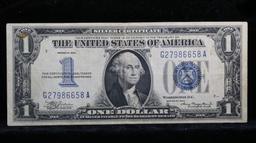 1934 Funny Back $1 Blue Seal Silver Certificate Grades xf