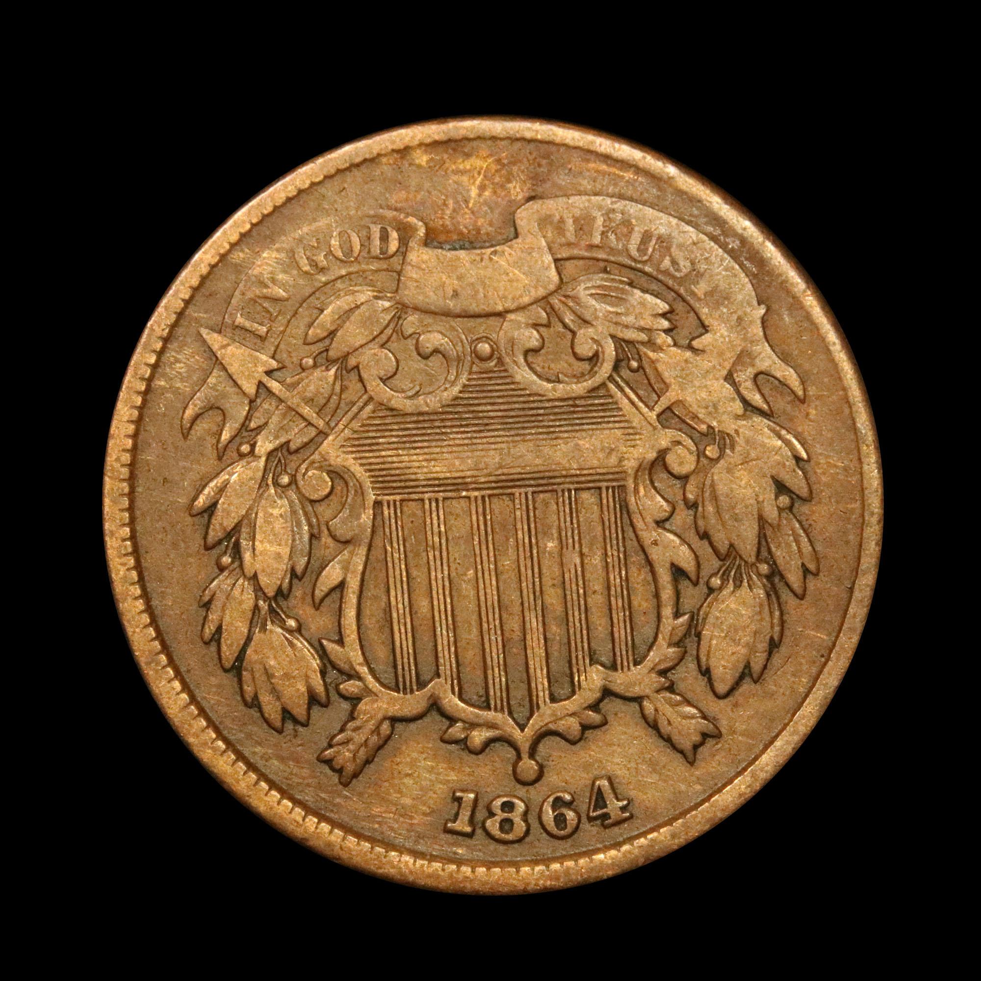 1864 Two Cent Piece 2c Grades vf, very fine