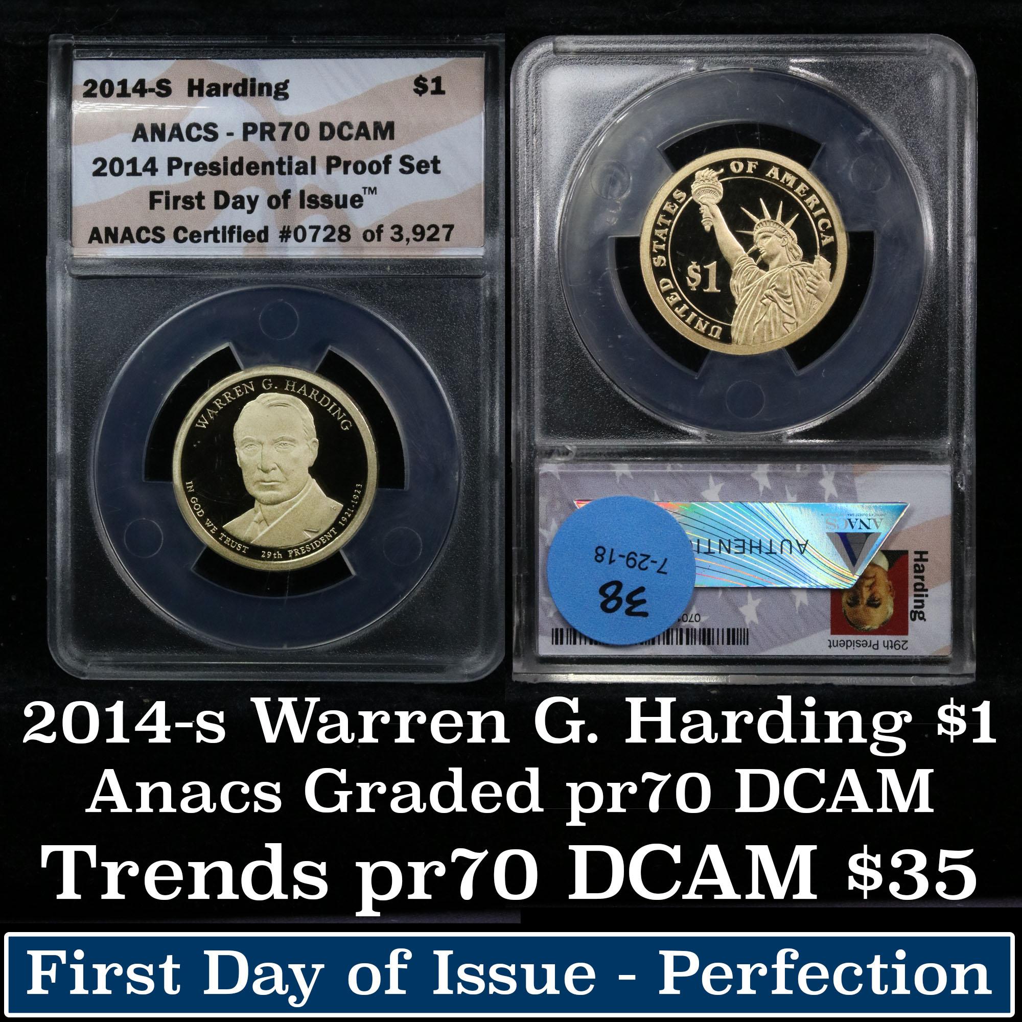 2014-s Warren G. Harding Proof Presidential Dollar $1 Graded pr70 DCAM by ANACS