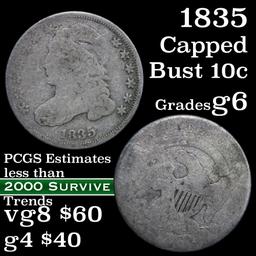 1835 Capped Bust Dime 10c Grades g+