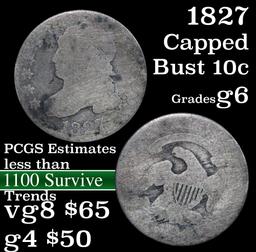 1827 Capped Bust Dime 10c Grades g+